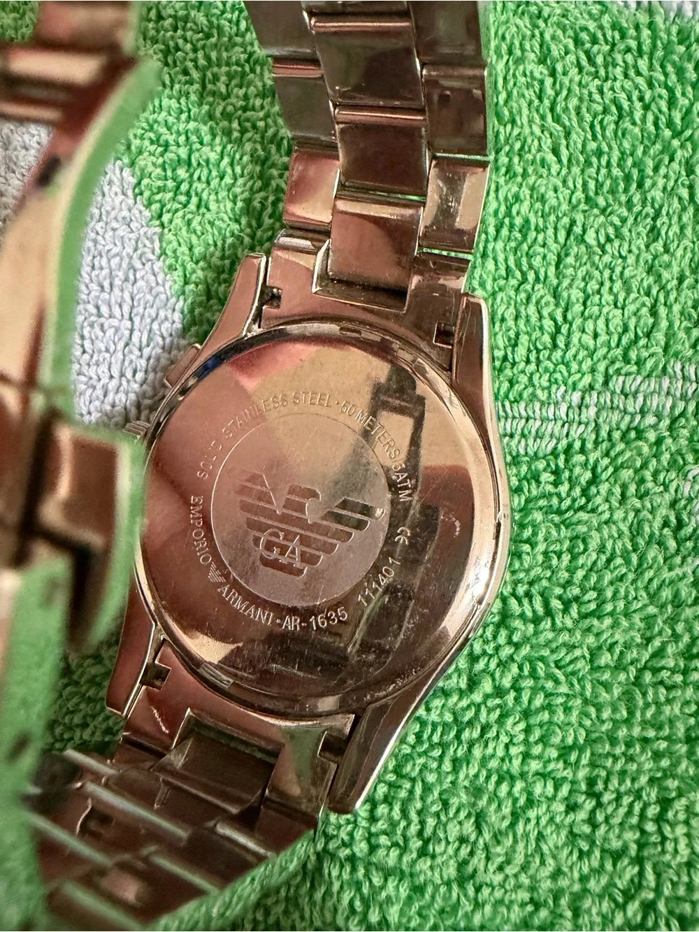 Emporio Armani Silver-Tone Bracelet Watch with Black Dial